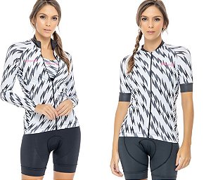 Camisa de Ciclismo Feminina com Lycra Manga Curta ou Longa