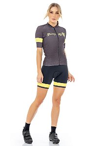 Camisa Feminina Slim de Ciclismo Strong Life Amarelo Manga Curta