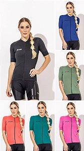 Camisa de Ciclismo Feminina em Poliamida Manga Curta UV50+ Lisa - Cores Diversas