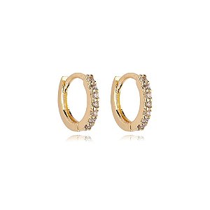 Brinco argolinha segundo furo ouro zircônia semijoia 19A12064