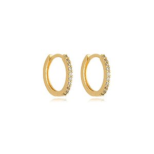 Brinco argolinha zircônia ouro semijoia 19A12065