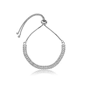 Pulseira gravatinha zircônia baguete cristal ródio semijoia
