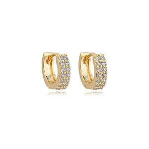 Brinco argolinha segundo furo zircônia ouro semijoia 19k11068