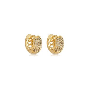 Brinco argolinha zircônia ouro semijoia 18k07018
