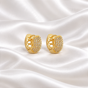 Brinco Argolinha com Micro Zircônias Semijoia 18k07018