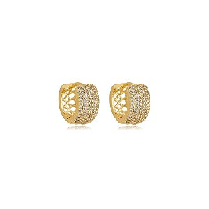 Brinco argolinha zircônia ouro semijoia 18k07019