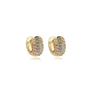 Brinco argolinha zircônia colorida ouro semijoia 21a03003