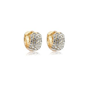 Brinco argolinha m strass cristal ouro semijoia 7a20032