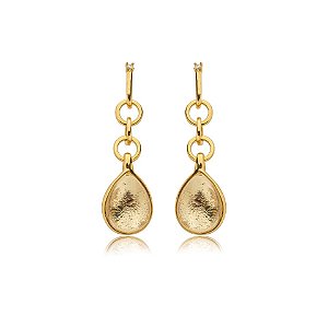 Brinco gota cristal ouro semijoia