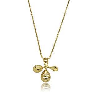 Colar longo cristal gota ouro semijoia