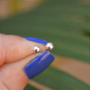 Brinco segundo furo bolinha esfera prata 925