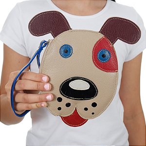 Bolsa de mão couro cachorrinho infantil