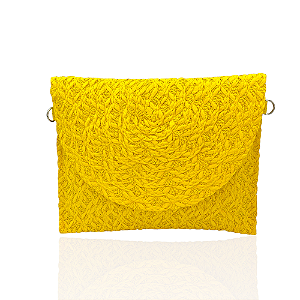 Bolsa carteira palha amarela