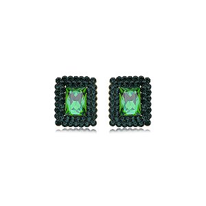 Brinco retangular Leticia Sarabia cristais verde