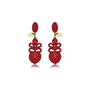 Brinco Leticia Sarabia cristais vermelho escarlate