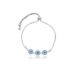 Pulseira gravatinha zircônia azul cristal ródio semijoia
