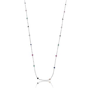 Colar longo cristais coloridos ródio semijoia XL-2501