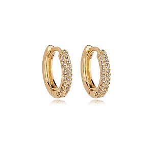Brinco argolinha zircônia ouro semijoia E200919