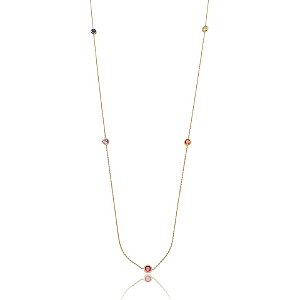 Colar longo cristais coloridos ouro semijoia XL-1722