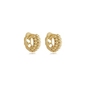 Brinco argolinha p esferas ouro semijoia E211018