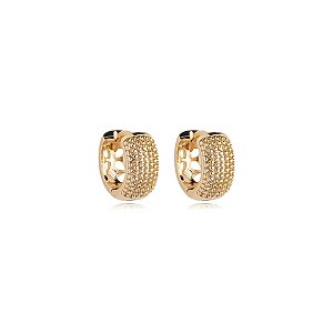 Brinco argolinha p metal texturizado ouro semijoia E211021