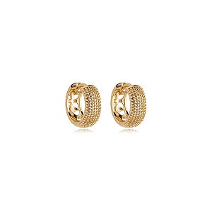 Brinco argolinha m metal texturizado ouro semijoia E211022