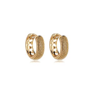 Brinco argolinha g metal texturizado ouro semijoia E211023