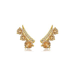 Brinco ear cuff zircônia topázio ouro semijoia E9978
