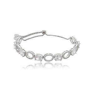 Pulseira gravatinha zircônia ródio semijoia SL200155