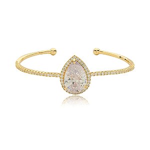 Bracelete gota zircônia cristal ouro semijoia 855