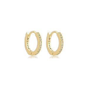 Brinco argolinha zircônia ouro semijoia 16k08014