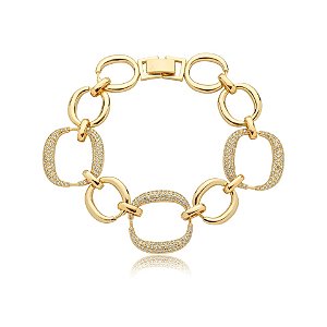 Pulseira elos zircônia ouro semijoia PU 850