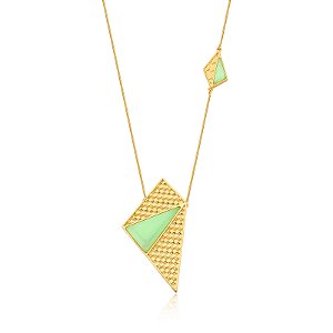 Colar Ayla geométrico pedra natural crizioprazio ouro semijoia