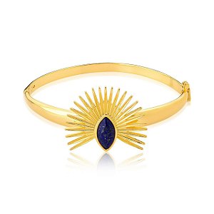 Bracelete Ayla pedra natural lapis lazuli ouro semijoia