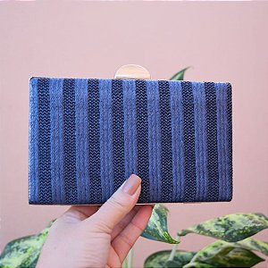 Clutch retangular ráfia azul M-522