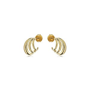 Brinco 3 aros ouro semijoia