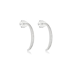 Brinco meia lua zircônia ródio semijoia BZ18756RD