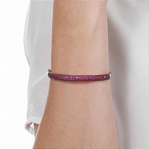 Bracelete zircônia pink ouro semijoia PU 794