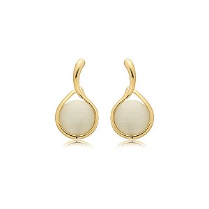 Brinco cristal olho de gato ouro semijoia BA 4717