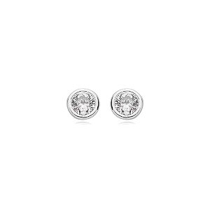 Brinco segundo furo zircônia redonda prata 925 4900405
