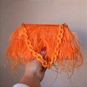 Bolsa tecido plumas laranja JX-2013