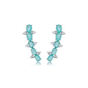 Brinco  ear cuff Elaine Palma pedra fusion turmalina zircônia ródio semijoia