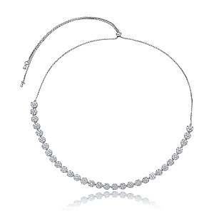 Colar gravatinha flores zircônia ródio semijoia JL-1904115