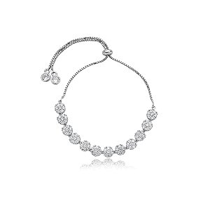 Pulseira gravatinha flores zircônia ródio semijoia SL-1904114