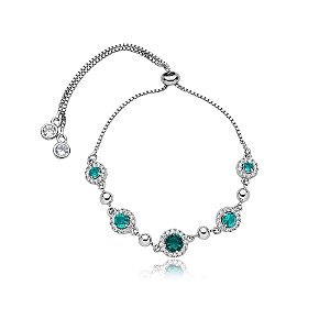 Pulseira gravatinha zircônia cristal verde ródio semijoia SL-220309