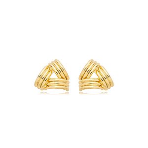 Brinco aros triangular ouro semijoia BZ19886AU