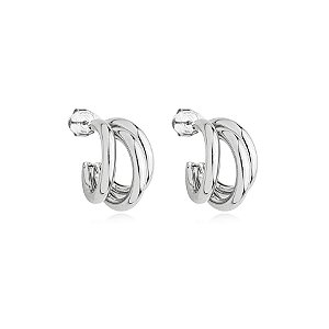 Brinco 3 aros m ródio semijoia BZ19933RD