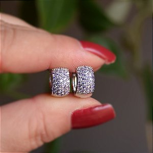 Brinco argolinha m zircônia lilás ródio semijoia 22k03004