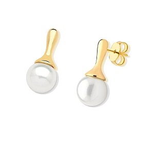 Brinco pérola shell ouro semijoia