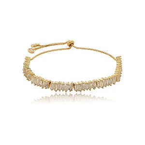 Pulseira gravatinha cristal ouro semijoia